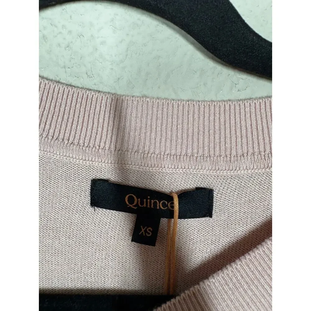 Quince XS Lightweight Cotton Cashmere Crew Sweater Sugar Stone Pink Pullover